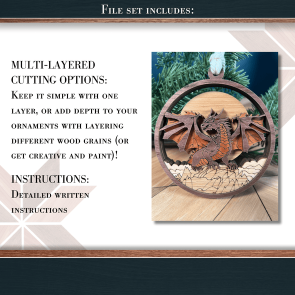 Dragon Showstopper Ornament - Laser Ready File - Welcome Home Custom
