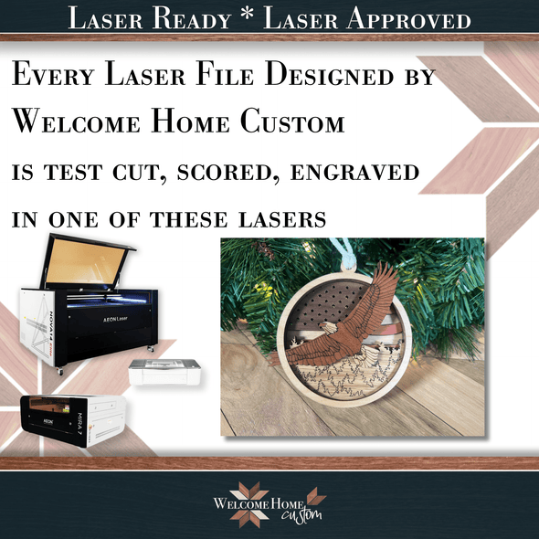 Eagle with American Flag Showstopper Ornament - Laser Ready File - Welcome Home Custom
