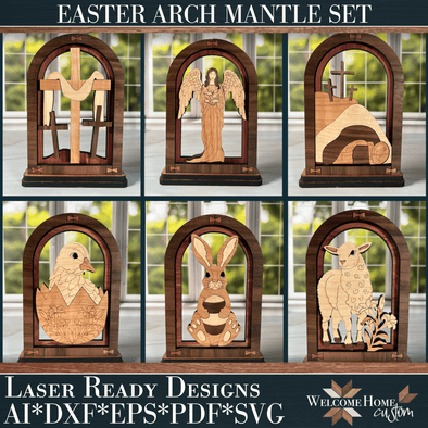 Easter Spring Arch Mantle Decor Bundle - Laser Ready Designs - Welcome Home Custom