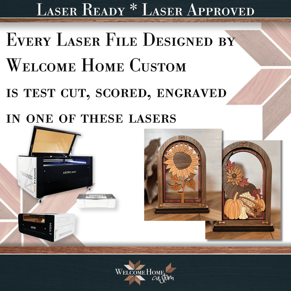 Fall Arch Mantle Decor Bundle - Laser Ready Design - Welcome Home Custom