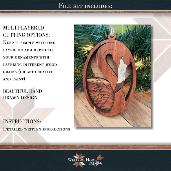 Flamingo Showstopper Ornament - Laser Ready File - Welcome Home Custom