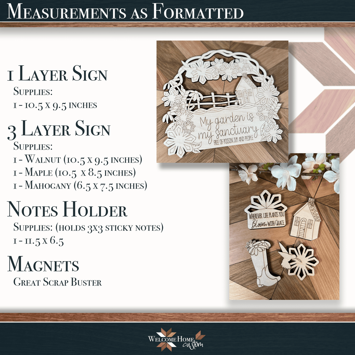 Floral House Bundle with layered sign, notes holder, and magnets ...