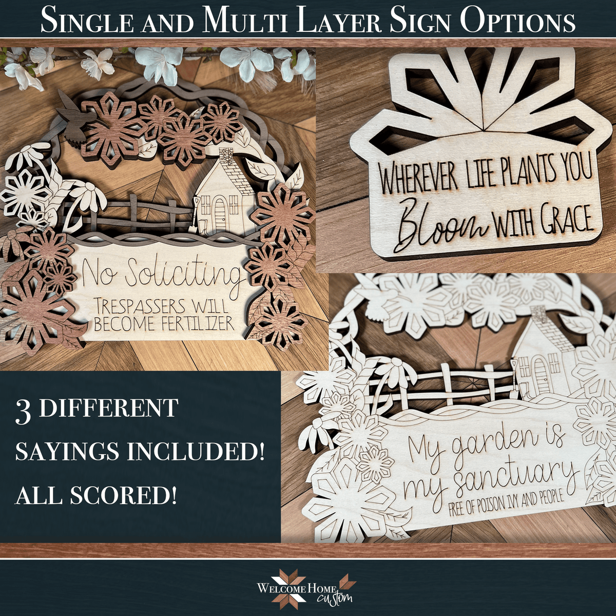 Floral House Bundle with layered sign, notes holder, and magnets ...