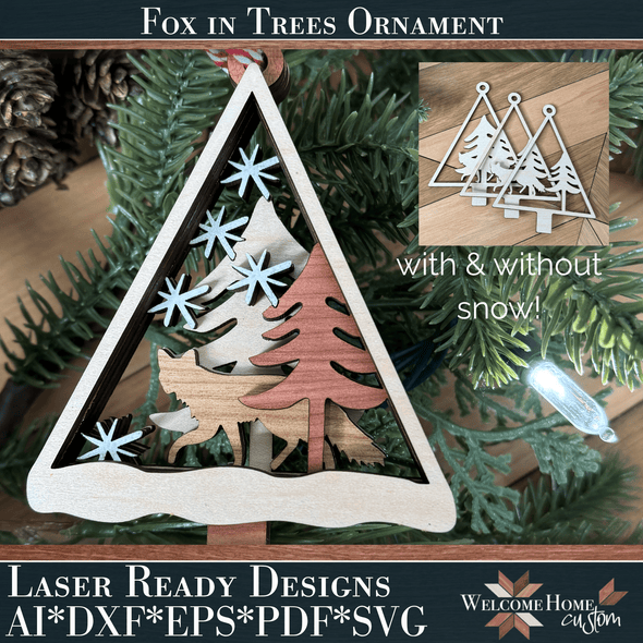 FOX Ornament SVG laser cut files - Welcome Home Custom