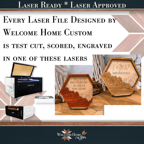 Funny Mom Mini Signs Laser Ready Designs - Welcome Home Custom