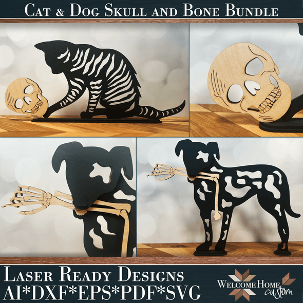 Halloween Cat and Dog window sitters - digital download for laser cutters - Welcome Home Custom