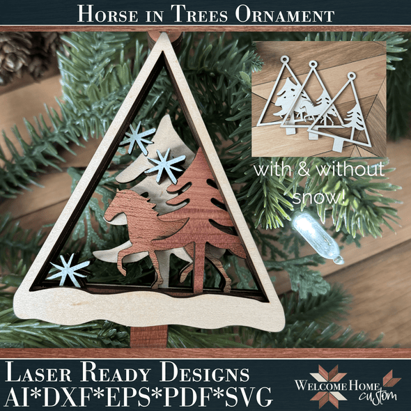 Horse Ornament laser cut files - Family Personalized Ornament - 4H ornament - Welcome Home Custom