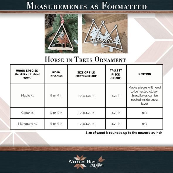 Horse Ornament laser cut files - Family Personalized Ornament - 4H ornament - Welcome Home Custom