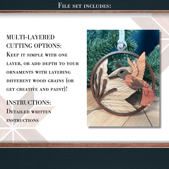 Hummingbird Showstopper Ornament - Laser Ready File - Welcome Home Custom