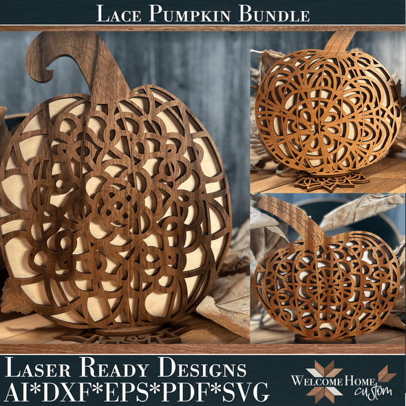 Lace Pumpkins - Fall Harvest Decor Laser cut Files - Welcome Home Custom