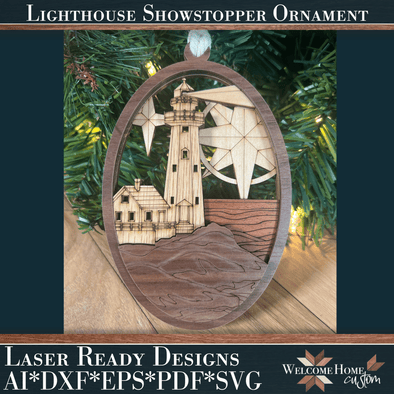 Lighthouse Showstopper Ornament - Laser Ready File - Welcome Home Custom