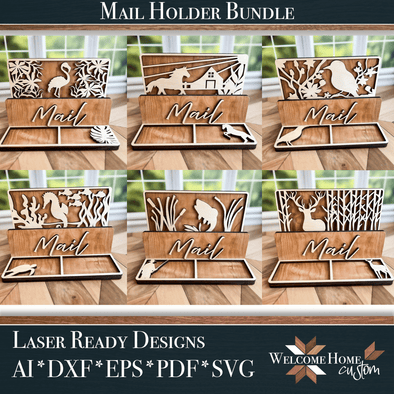 Mail and Trinket Tray Decor - 6 Designs - Laser Ready Design - Welcome Home Custom