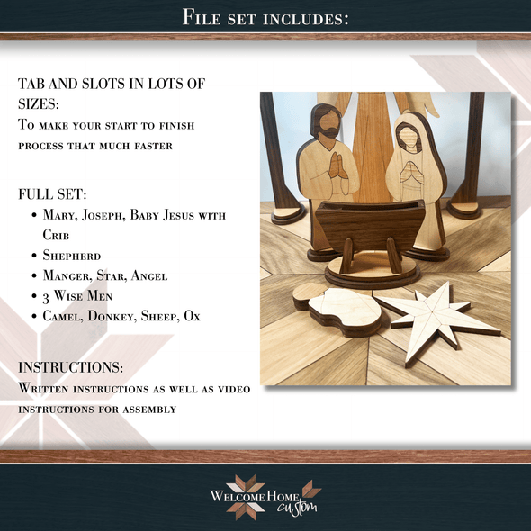 Nativity Scene File Set - Laser Ready Design - Welcome Home Custom