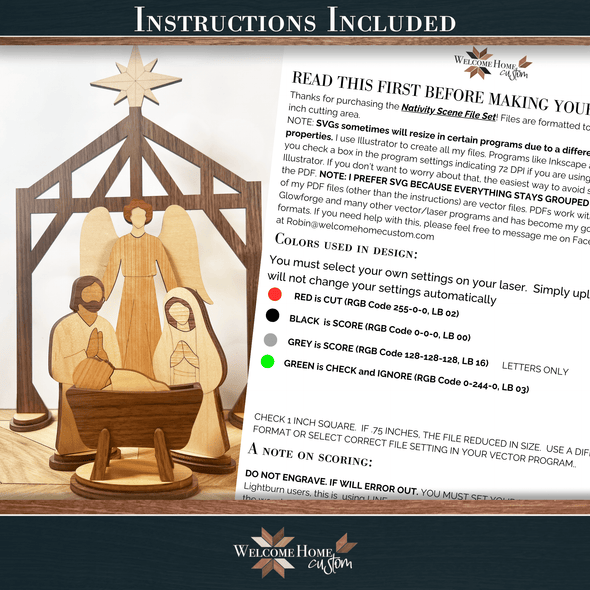 Nativity Scene File Set - Laser Ready Design - Welcome Home Custom