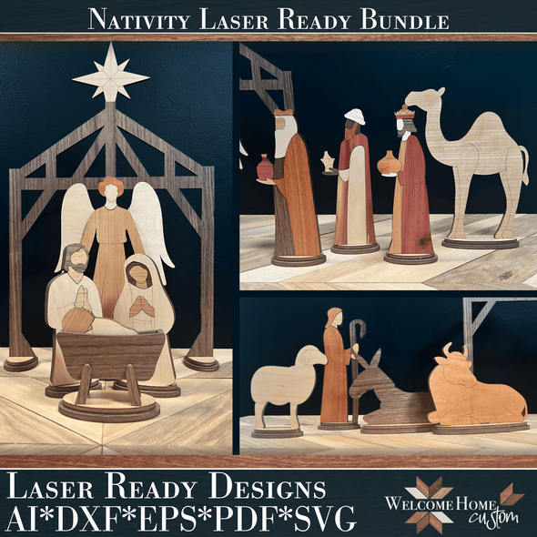 Nativity Scene File Set - Laser Ready Design - Welcome Home Custom