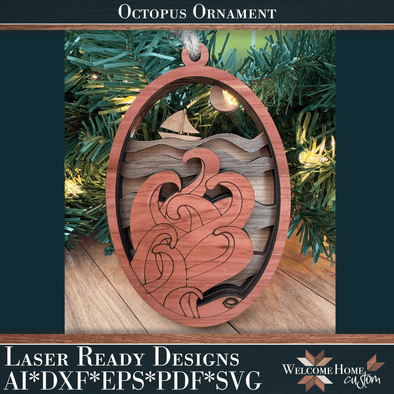 Octopus Showstopper Ornament - Laser Ready File - Welcome Home Custom
