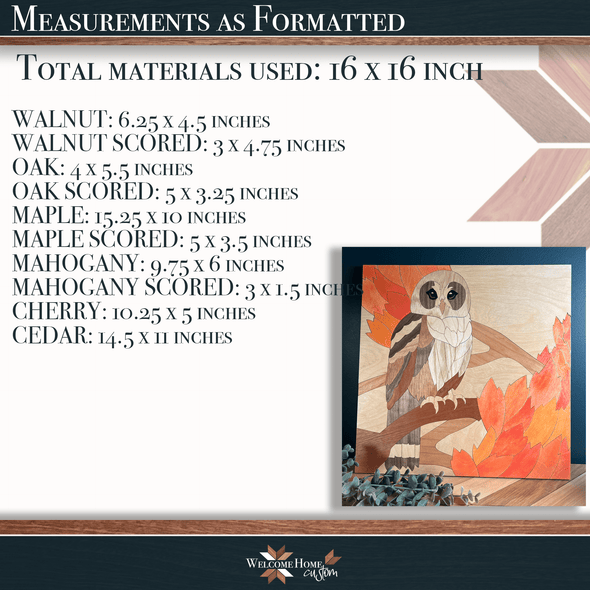 Owl in Trees 16 and 24 inch showstopper with DIY - Laser Ready Design - Welcome Home Custom
