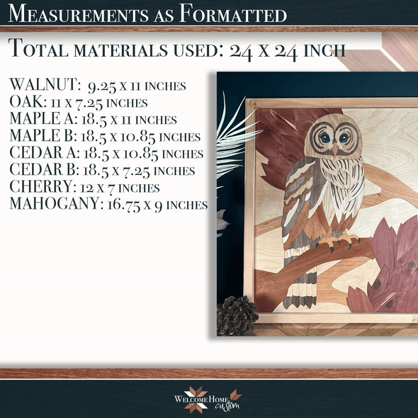 Owl in Trees 16 and 24 inch showstopper with DIY - Laser Ready Design - Welcome Home Custom