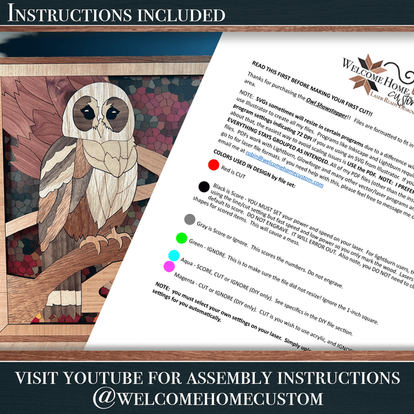 Owl in Trees 16 and 24 inch showstopper with DIY - Laser Ready Design - Welcome Home Custom
