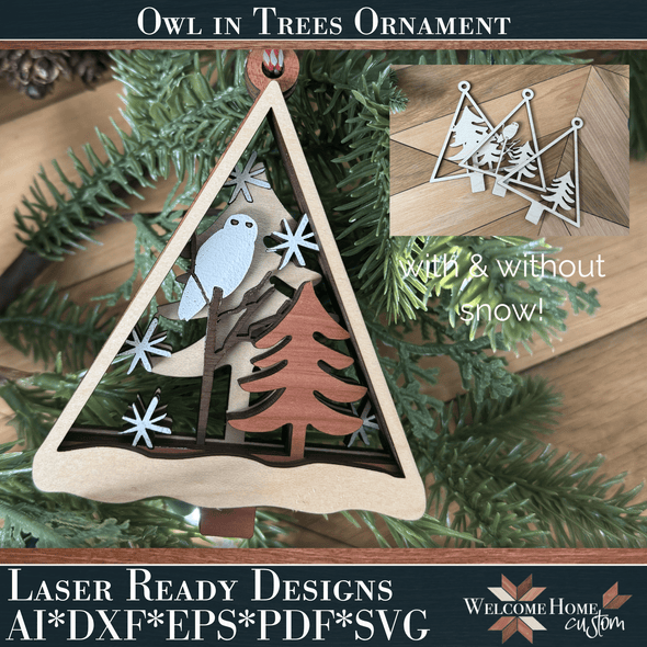 Owl Ornament laser cut files - Digital Download - Welcome Home Custom