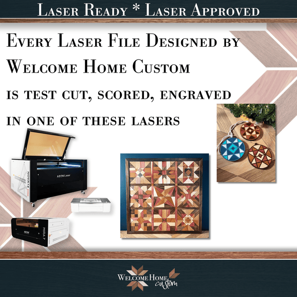 Quilt Block SHOWSTOPPER with 2 Size Options - Laser Ready Design - Welcome Home Custom