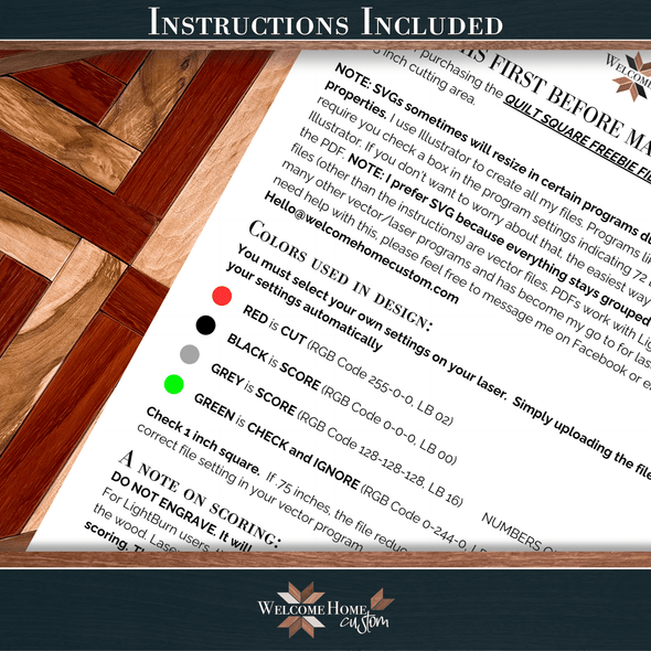 Quilt Square Freebie File - Welcome Home Custom