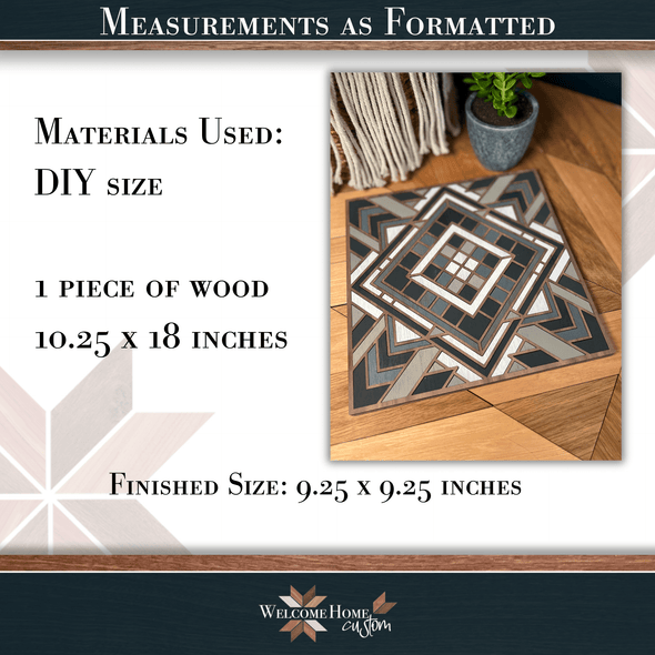 Quilted 24x24 Showstopper with 8x10 Frame option - DIY size included - Laser Ready Design - Welcome Home Custom