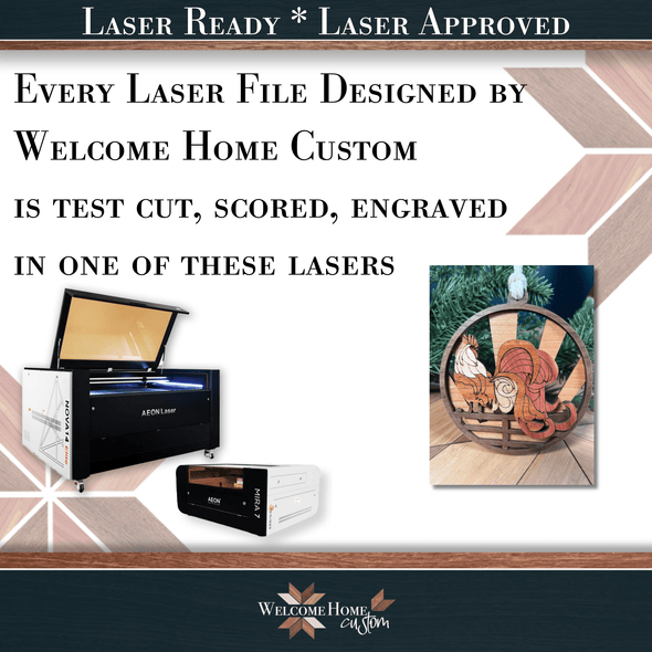 Rooster Showstopper Ornament - Laser Ready File - Welcome Home Custom