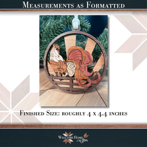 Rooster Showstopper Ornament - Laser Ready File - Welcome Home Custom