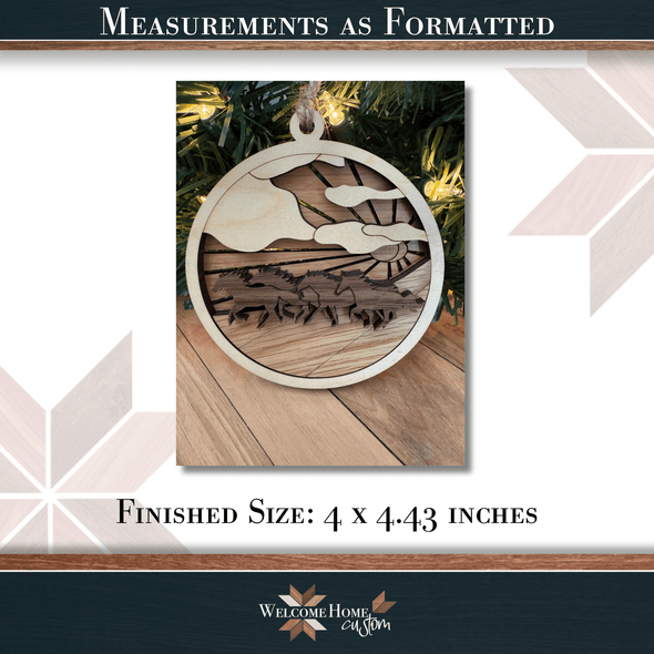 Running Horses Showstopper Ornament - Laser Ready File - Welcome Home Custom