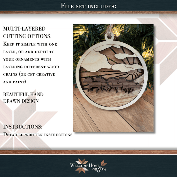 Running Horses Showstopper Ornament - Laser Ready File - Welcome Home Custom