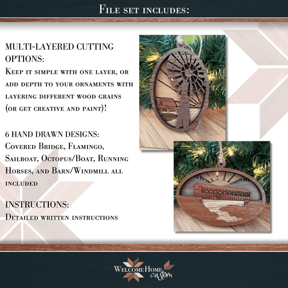 Showstopper Ornaments Set of 6 Set Three - Laser Ready Design - Welcome Home Custom