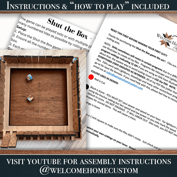 Shut the Box game - laser cut digital File – Welcome Home Custom