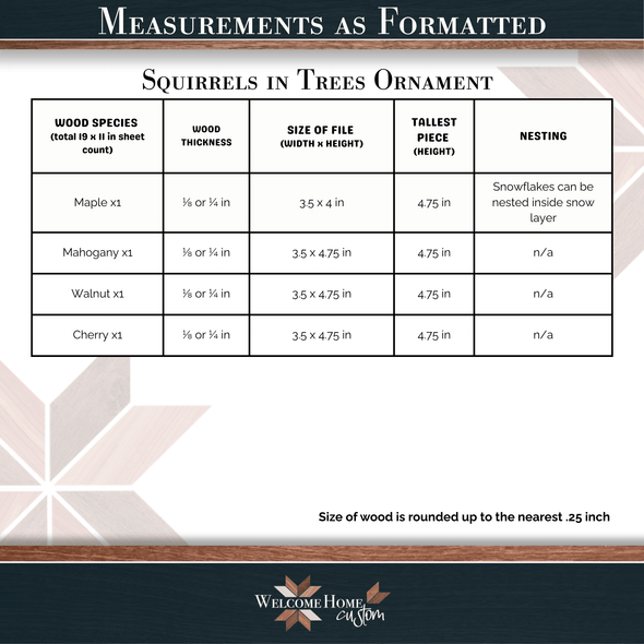 Squirrel Ornament laser cut files - Personalized Ornament - Digital Download for Lasers - Welcome Home Custom