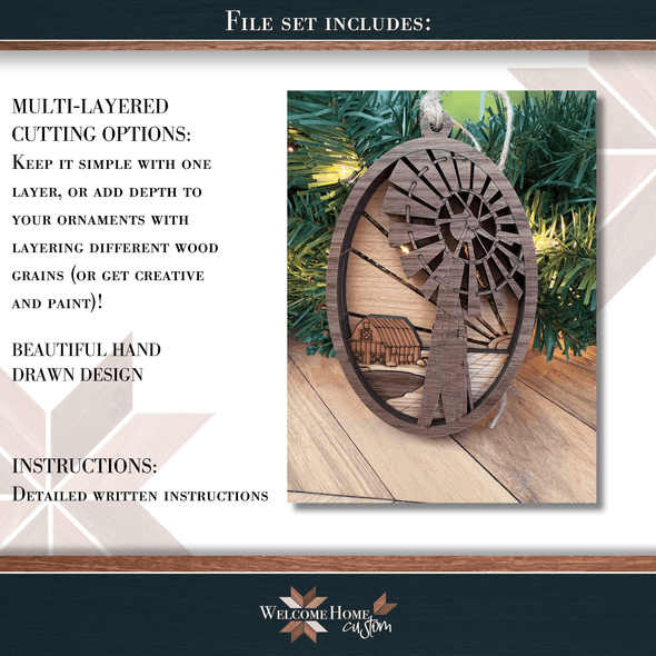 Windmill Showstopper Ornament - Laser Ready File - Welcome Home Custom