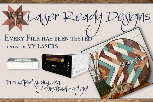 16 inch Quilt Laser Cut File Bundle CIRCLE Round Wood quilt pattern - Chevron, Aztec, Boho patterns - for Lasers such as Glowforge SVG PDF - Welcome Home Custom