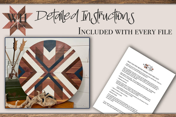16 inch Quilt Laser Cut File Bundle CIRCLE Round Wood quilt pattern - Chevron, Aztec, Boho patterns - for Lasers such as Glowforge SVG PDF - Welcome Home Custom