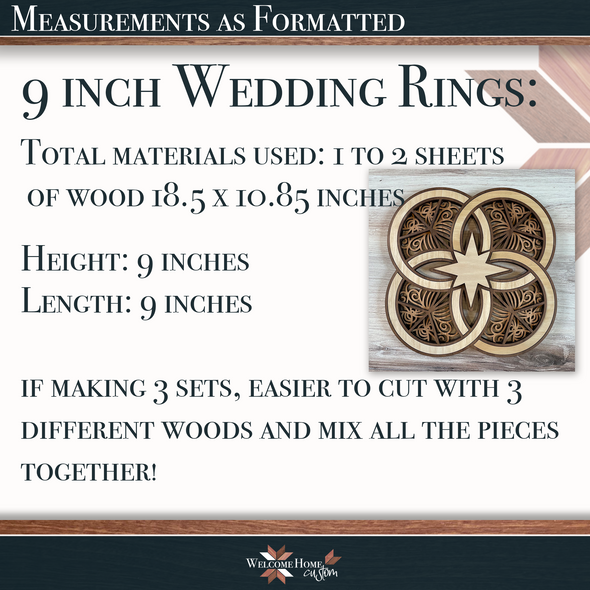 Wedding Rings Layered wall hanging Laser cut file