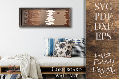 Ombre Boho 36 inch Cork Board overlay wall art - Digital Download for laser cutters