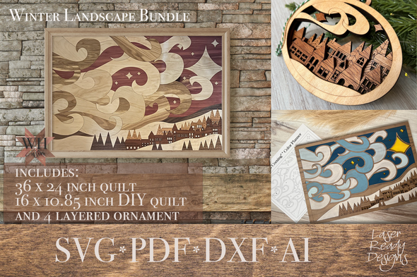 Winter is Coming Landscape with DIY option and ornament - laser cut file