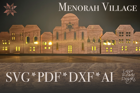 Menorah Village laser cut file