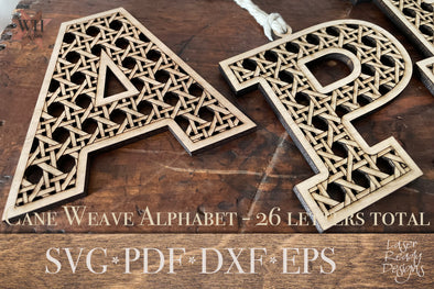 Cane Weave Decorative Alphabet Bundle laser ready design