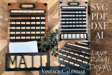 Vintage Calendar Bundle - laser cut file with 3 different options