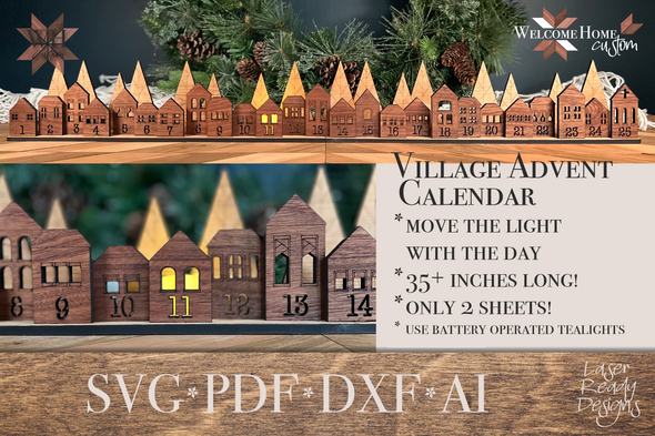 Village Advent calendar laser design file