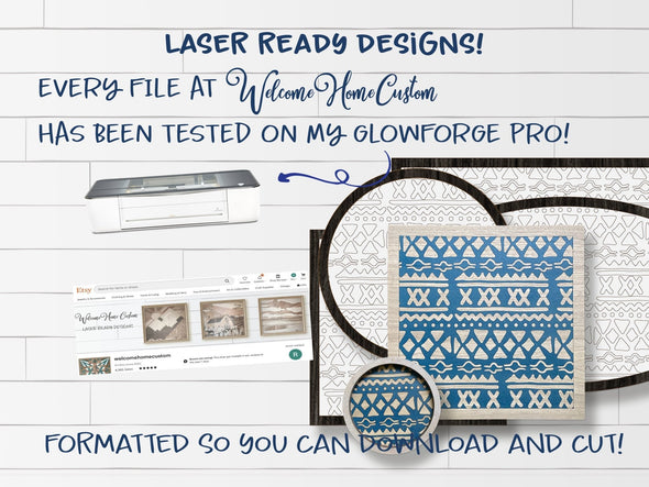 Aztec SVG PDF Laser cut files Pattern for Glowforge and other laser cutters by Welcome home custom - Welcome Home Custom