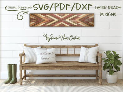 Barn Quilt SVG Laser cut files - fit in any Glowforge projects - 5 feet by 1 foot finished Southwest design - Cut by color design - PDF SVG - Welcome Home Custom