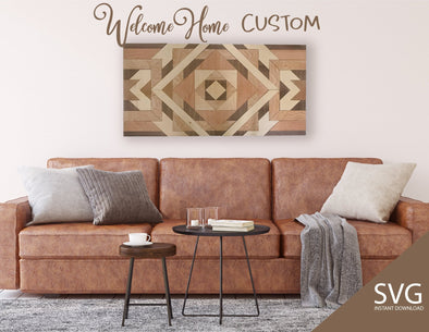 Barn Quilt SVG Laser cut files for Glowforge projects with Aztec southwest inspired includes mini quilt file by Welcome Home Custom - Welcome Home Custom