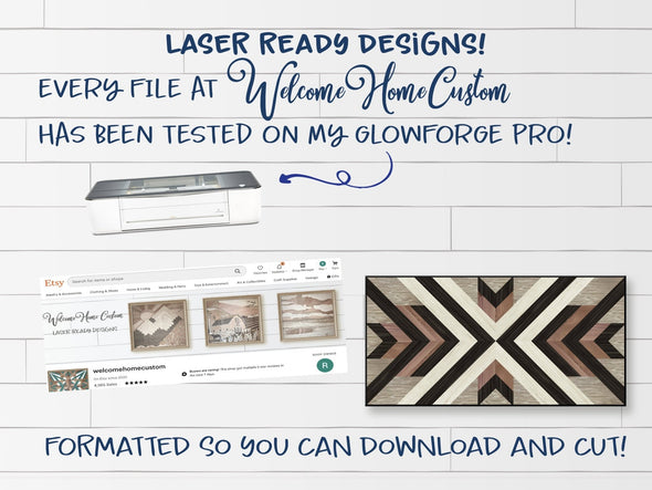 Barn Quilt SVG Laser cut files for Glowforge projects with Navajo inspired design mini quilt SVG file by Welcome Home Custom - Welcome Home Custom