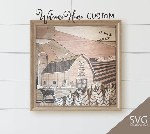 Barn SVG laser cut files for Glowforge projects barn Vector pattern inspired by Midwest landscape SVG by Welcome home custom - Welcome Home Custom