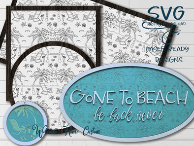 Beach and Palm Tree SVG Laser cut files Pattern for Glowforge and other laser cutters by Welcome home custom - Welcome Home Custom